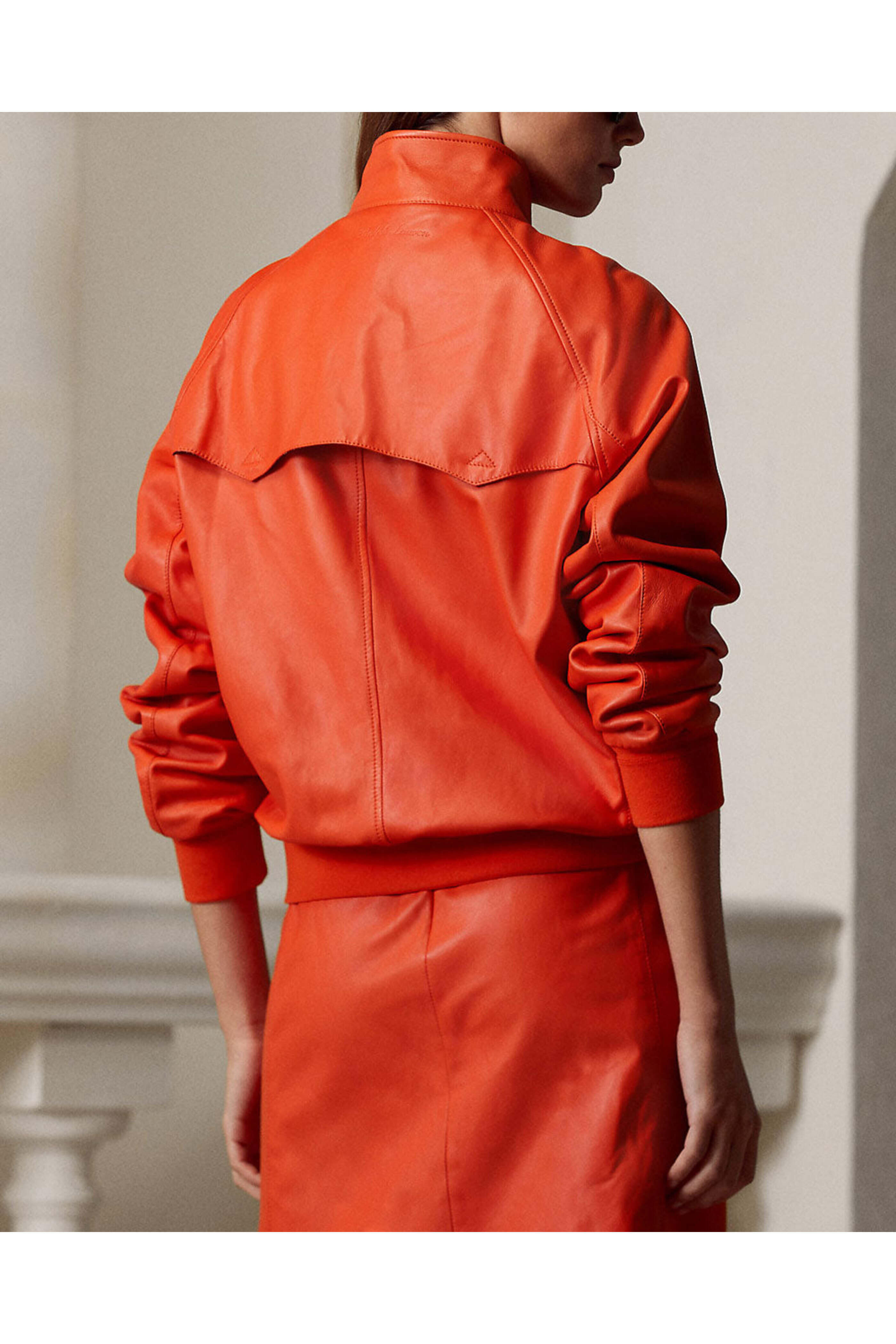 Ralph Lauren - Orange Leather Torrence Jacket