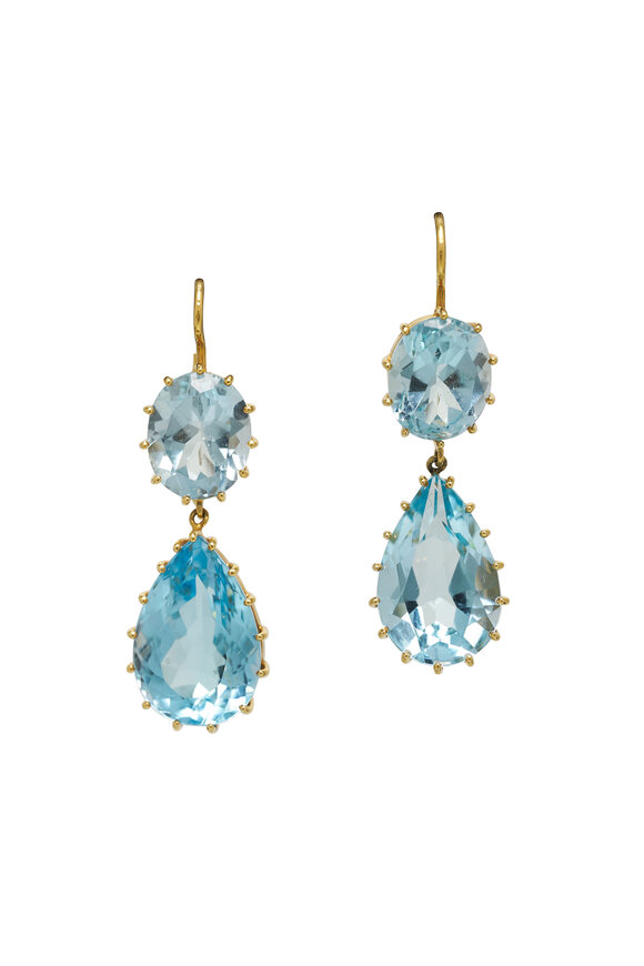 Renee Lewis Aquamarine & Blue Topaz Drop Earrings