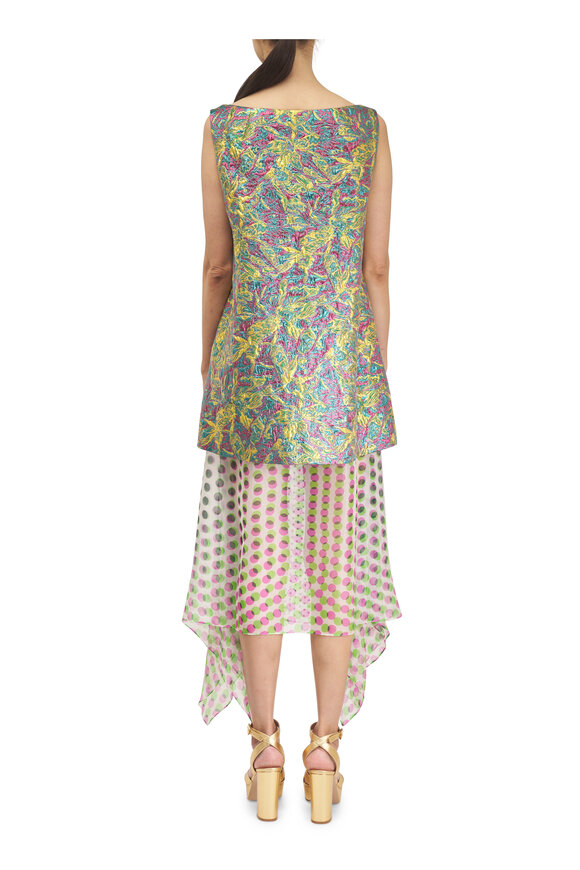Dries Van Noten Dabel Lemon Multi Floral Jacquard Lamé Dress - view 4