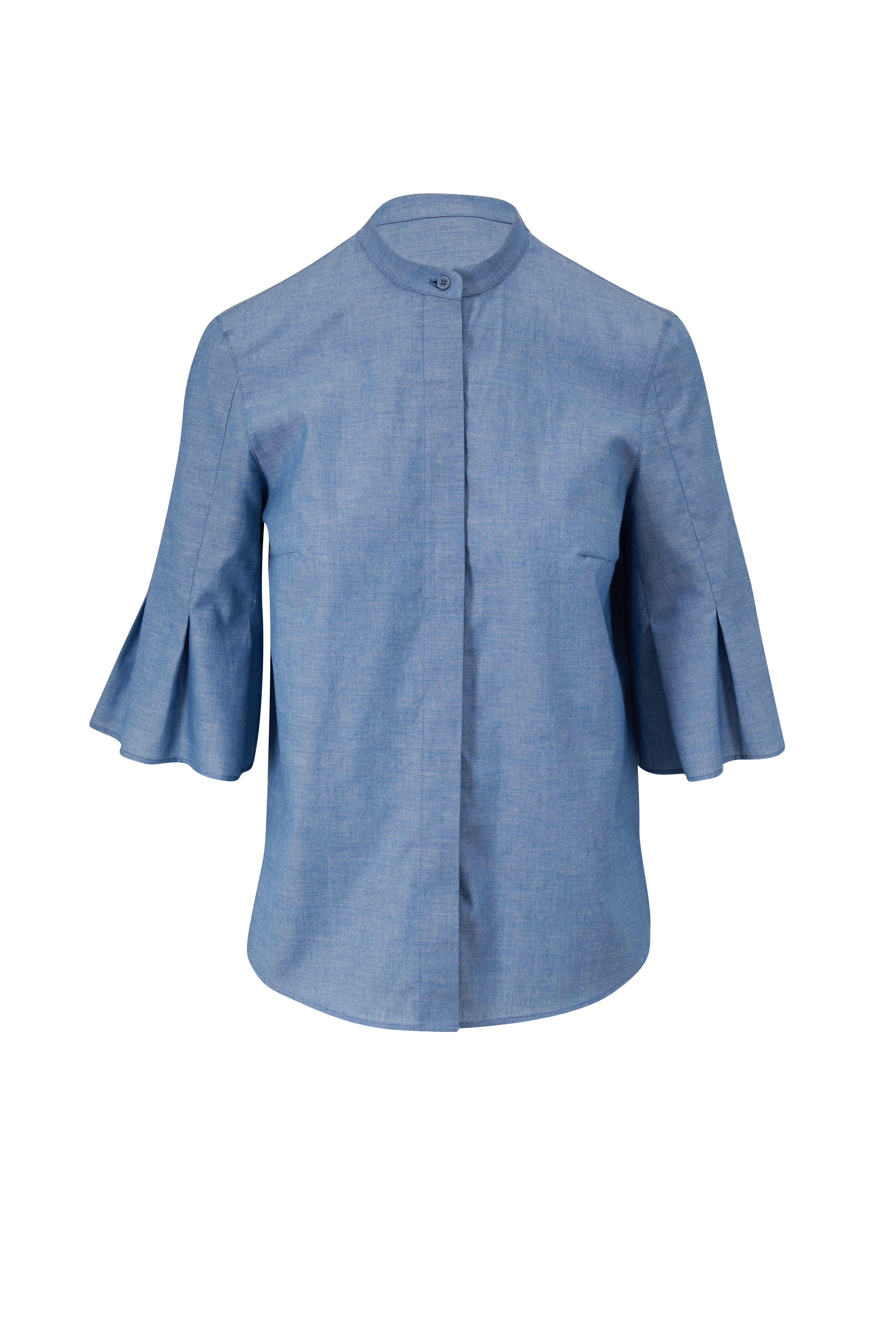 Akris Punto - Sun Bleached Denim Chambray Blouse