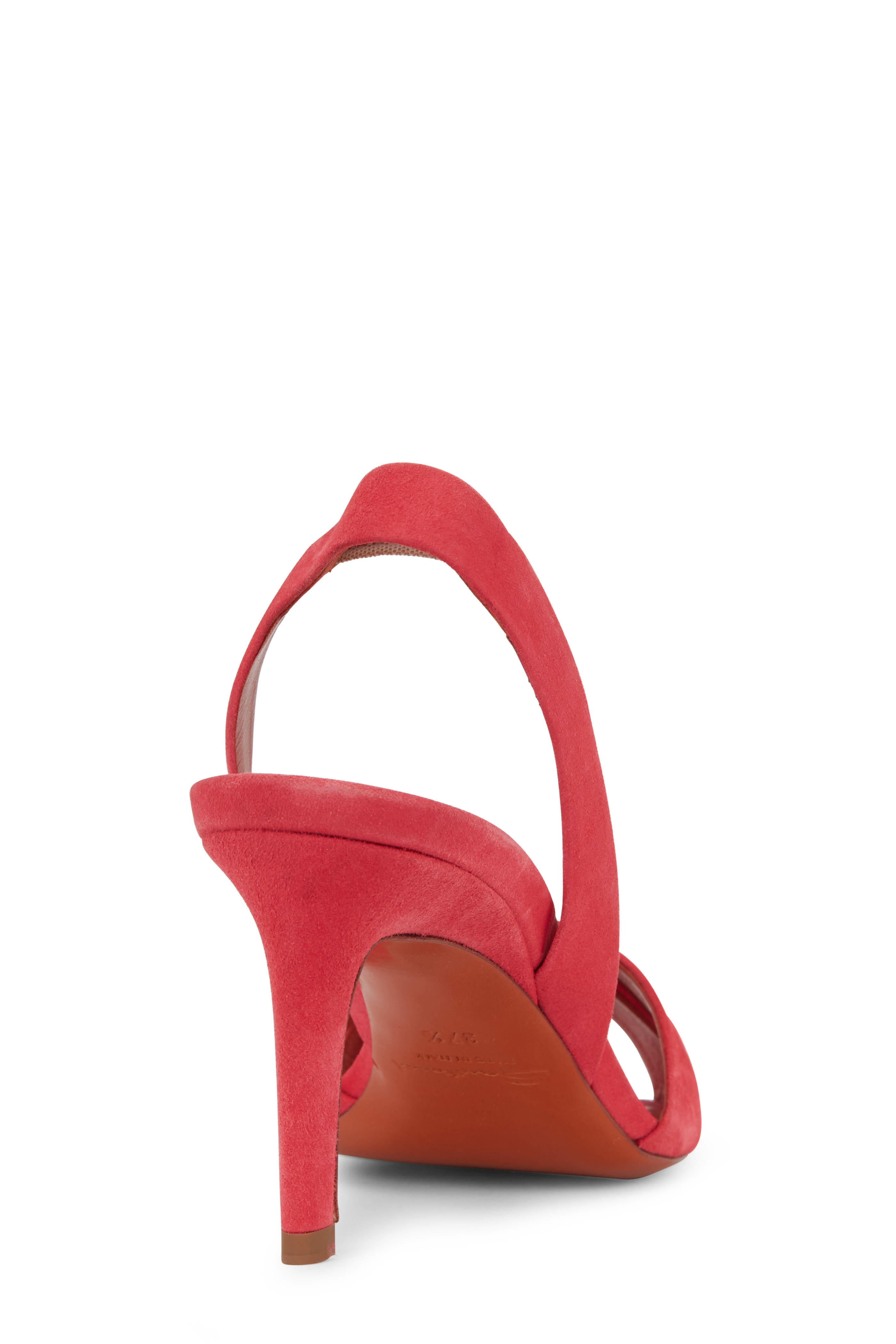 Santoni - Emy Hot Pink Suede Slingback Sandal, 70mm