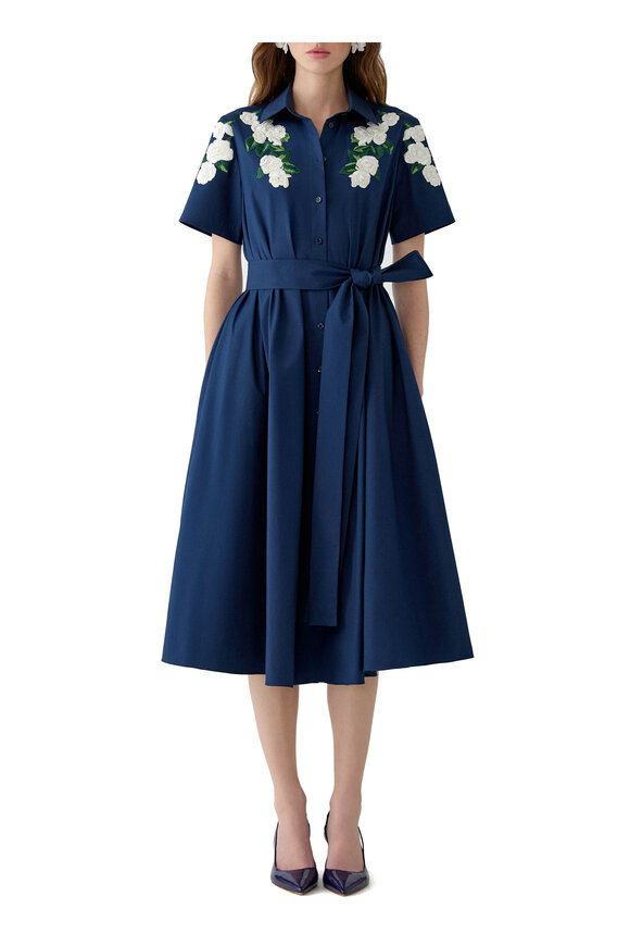 Carolina Herrera Midnight Embroidered Belted Shirtdress - view 2