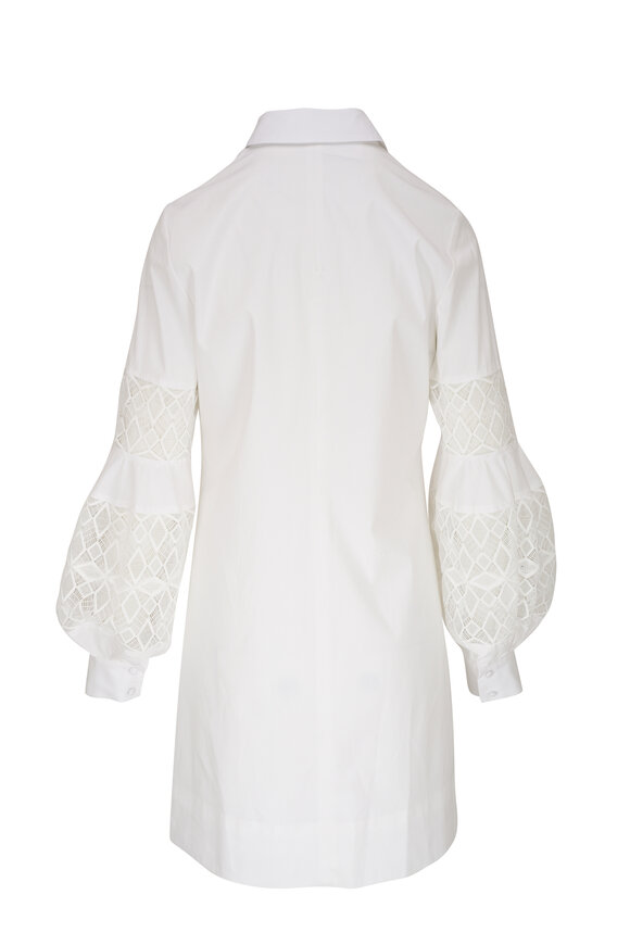 Lela Rose - White Lace Inset Sleeve Shirtdress