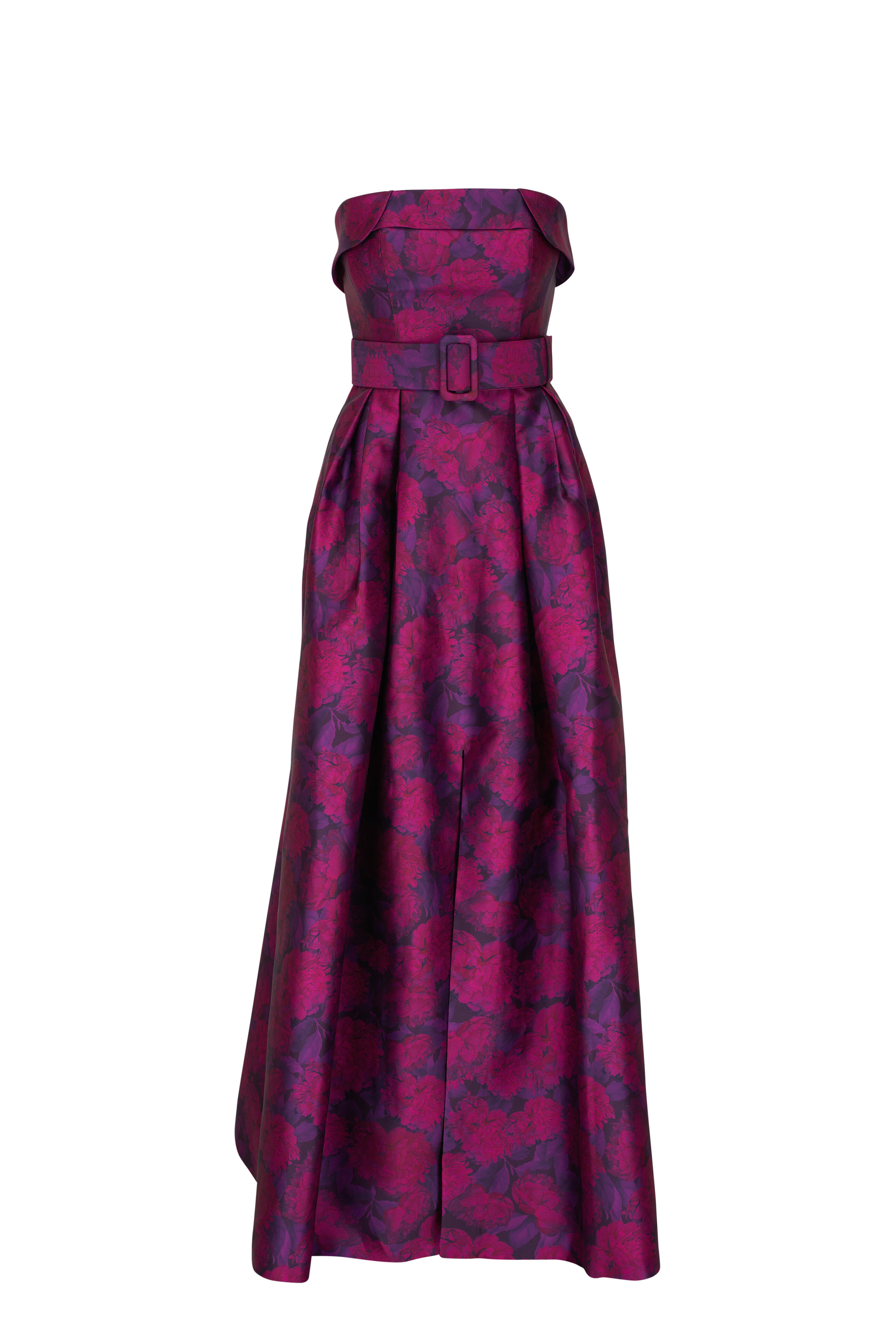Sachin + Babi - Brielle Magenta Bloom Print Mikado Strapless
