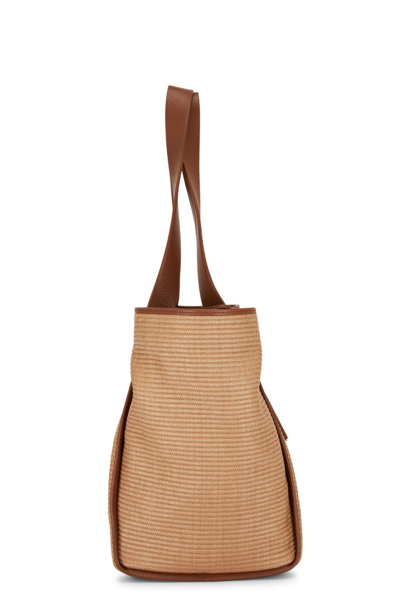 Akris - Alex Natural & Caramel Raffia Medium Tote