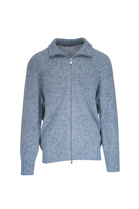 パーカー・フーディ BRUNELLO CUCINELLI Brunello Cucinelli Sweaters Brunello Cucinelli - Navy Wool, Cashmere & Silk Knit Hoodie