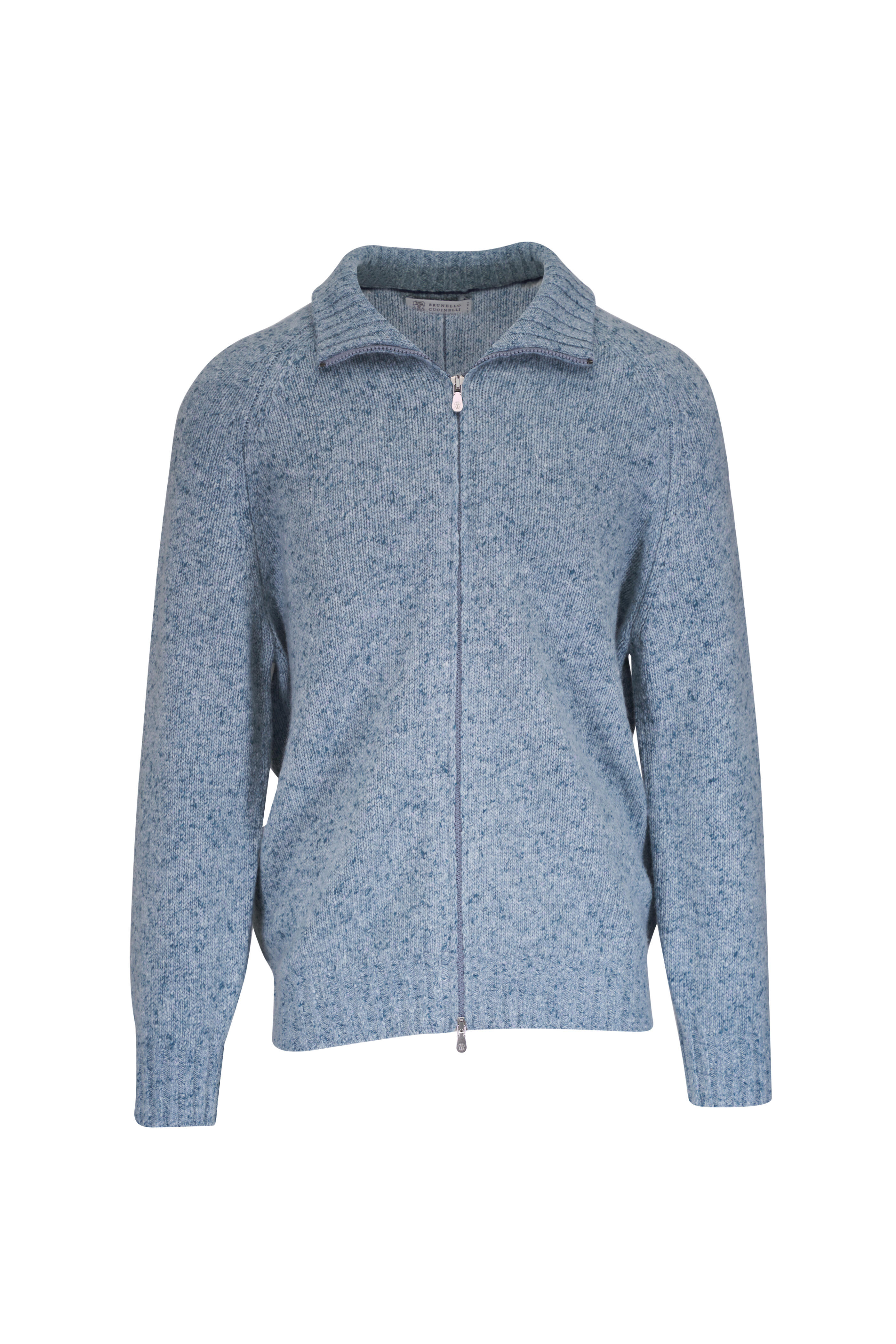 Brunello Cucinelli - Light Blue Cashmere Full Zip Sweater