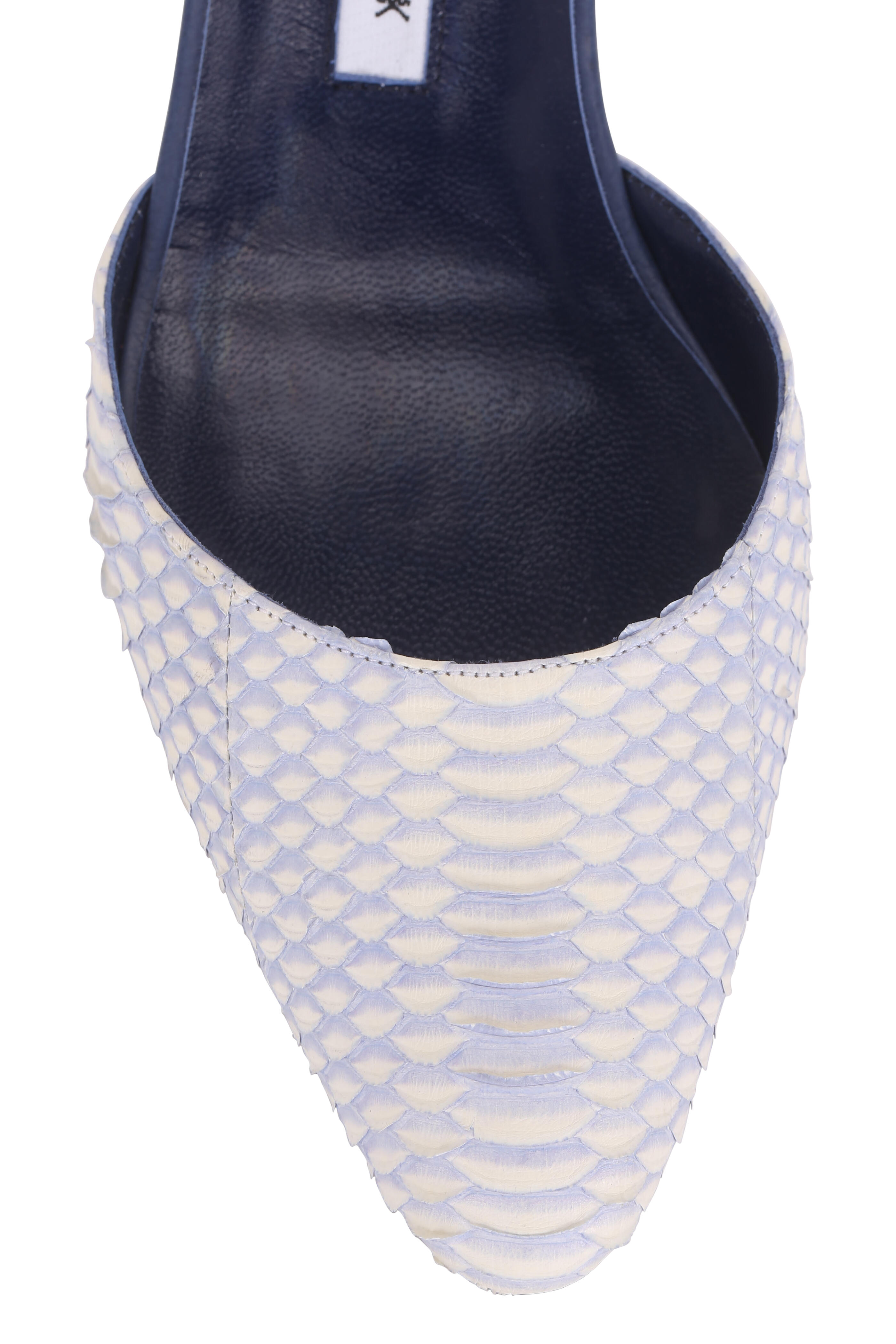 Manolo Blahnik - Aspro Blue & White Snakeskin Slingback, 30mm