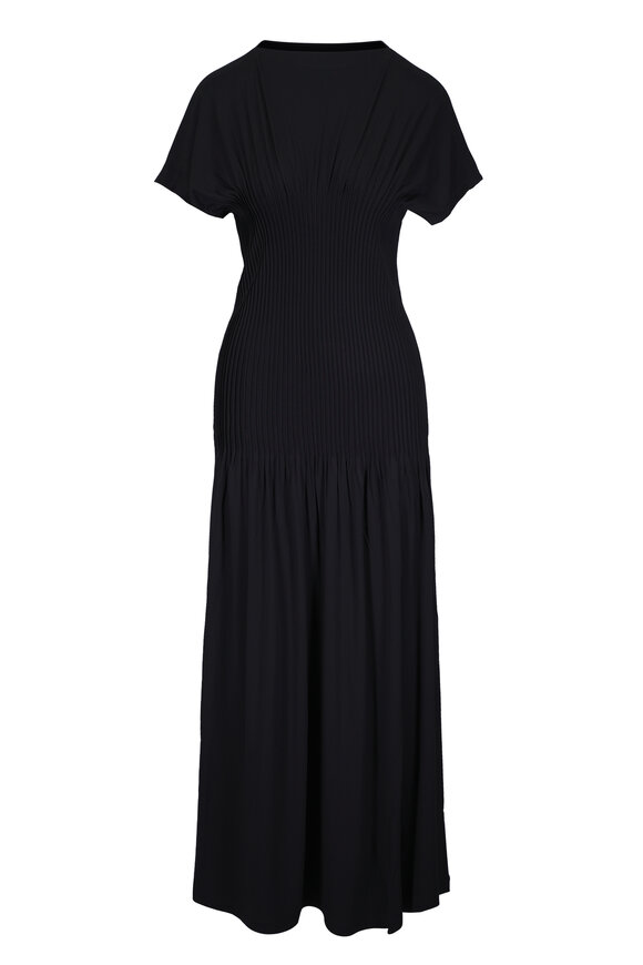 Totême Black Pleated Maxi Dress