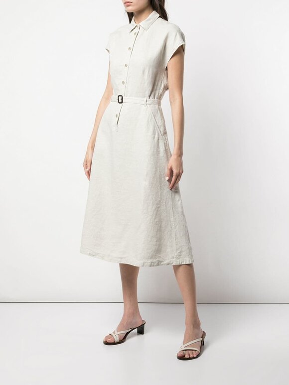 Aspesi - Beige Linen Cap-Sleeve Belted Dress