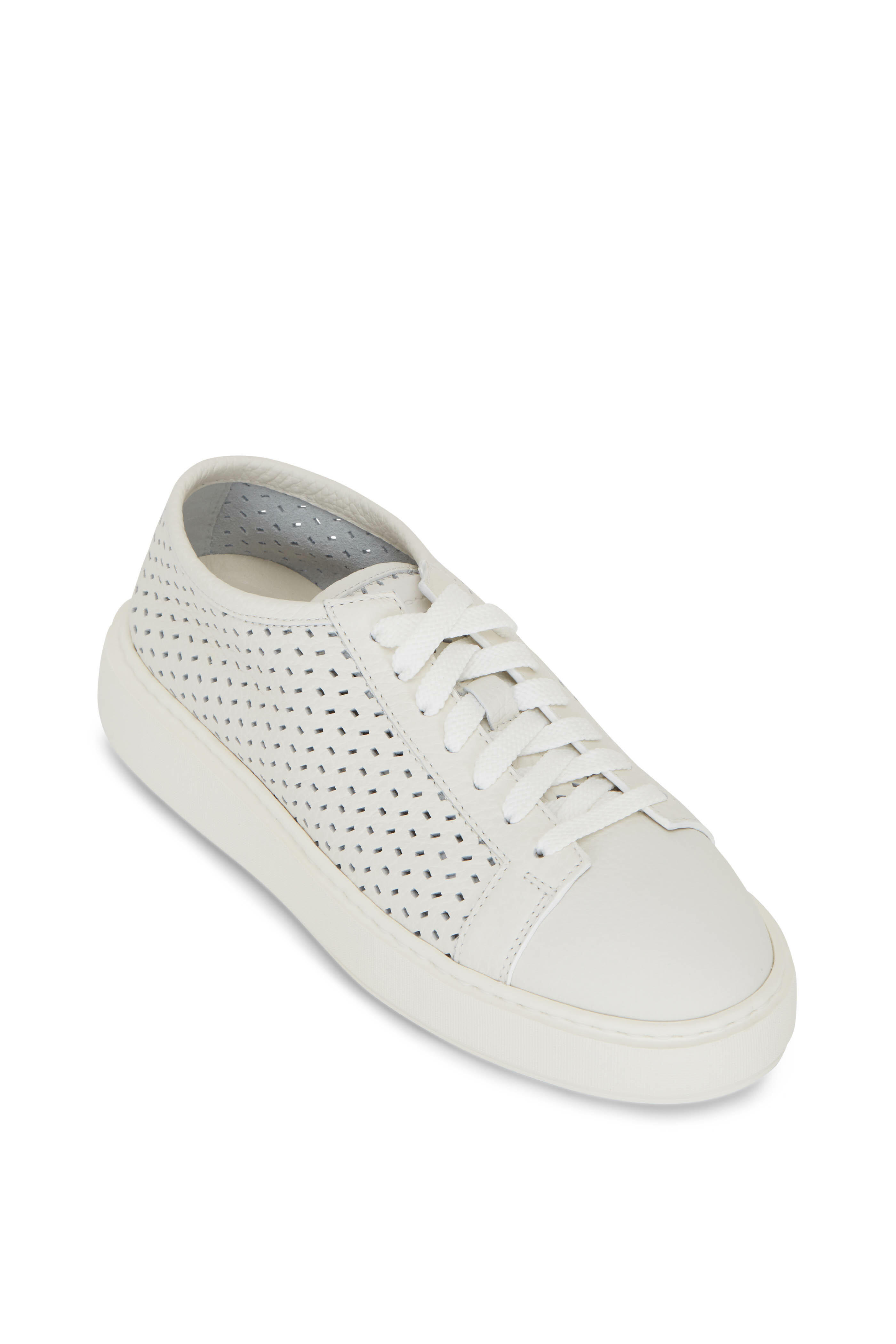 Santoni - Eames White Perforated Leather Sneaker