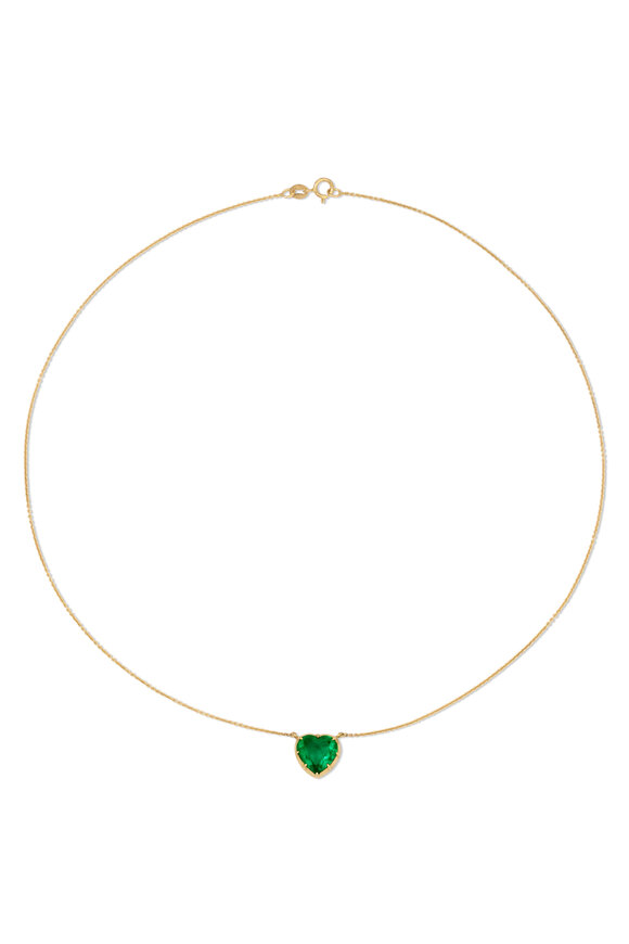 Jenna Blake 18k Gold Emerald Candy Wrapper Heart Necklace