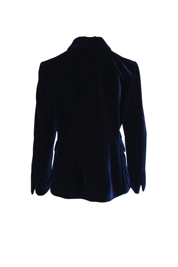 Giorgio Armani - Navy Blue Single Button Velvet Blazer 