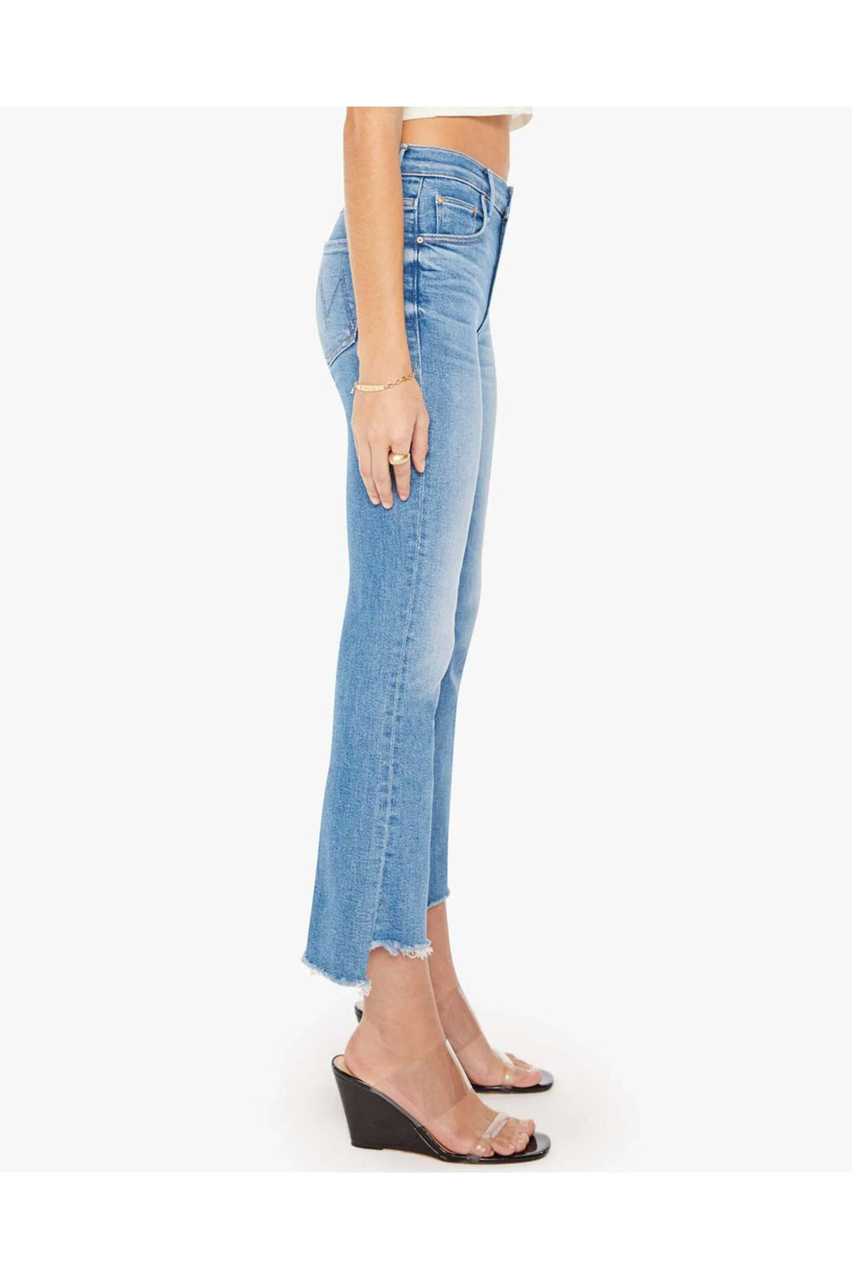 Mother - The Insider Crop Step Fray Jean in Out Of The Blue