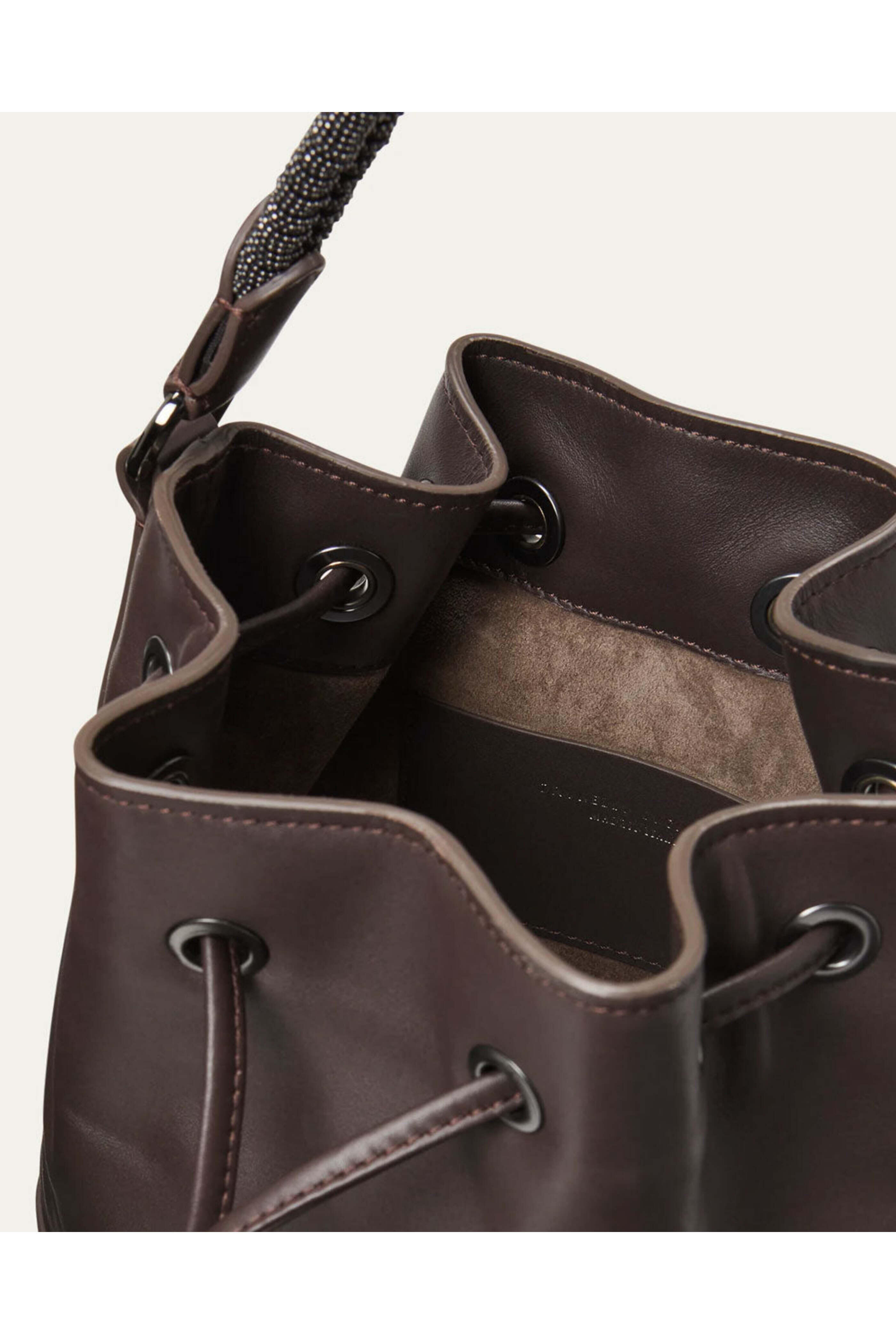 Brunello Cucinelli - Monili Braided Leather Bucket Bag in Brown