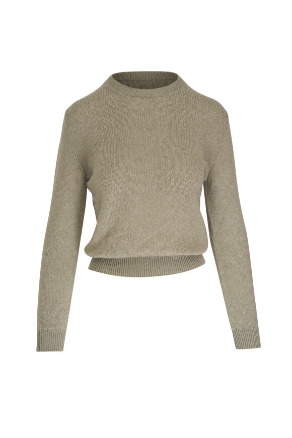 Loro Piana - Fobello Khaki Green Baby Cashmere Crewneck Sweater