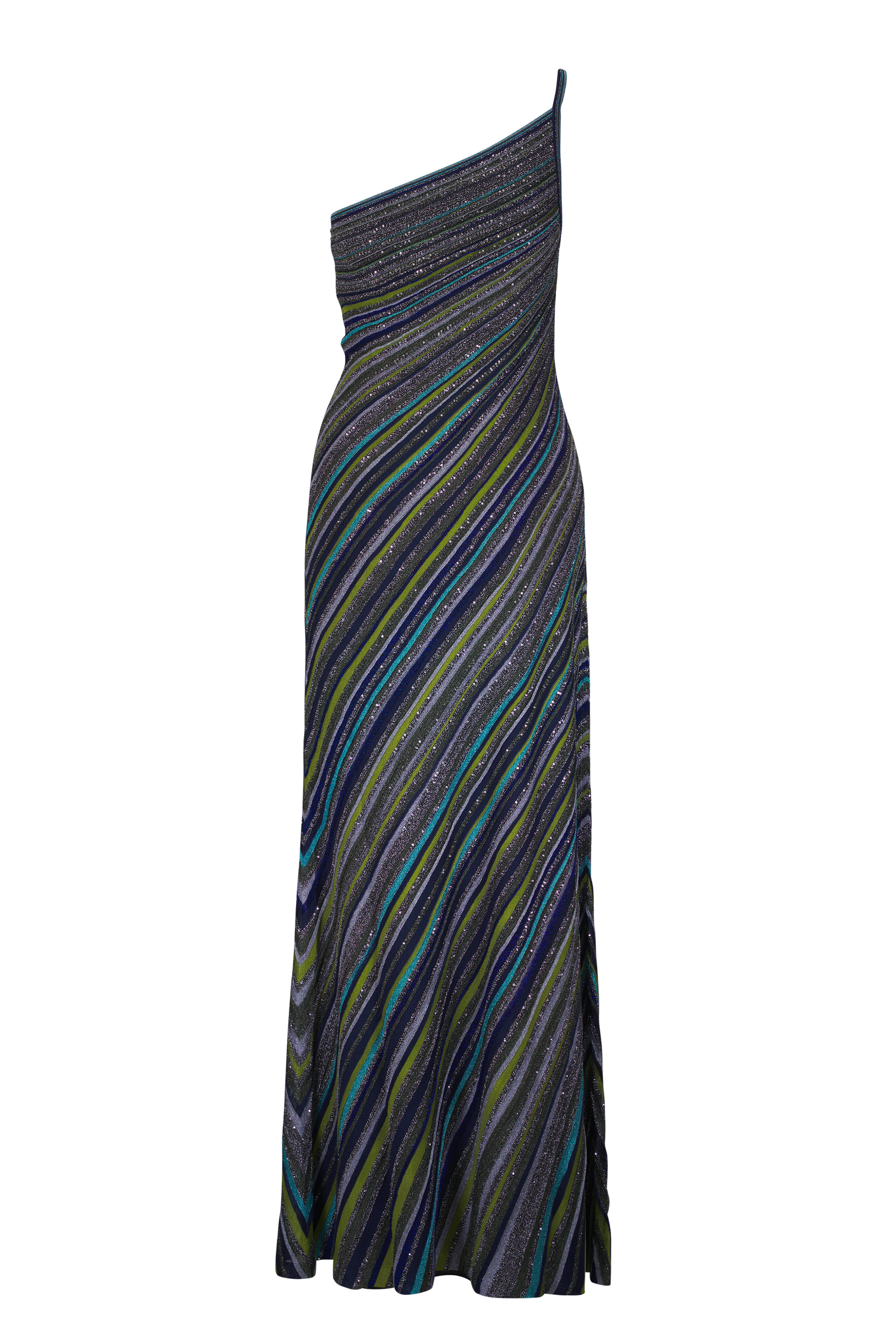 Missoni - Green Multi One Shoulder Sequin Maxi Dress - view 4