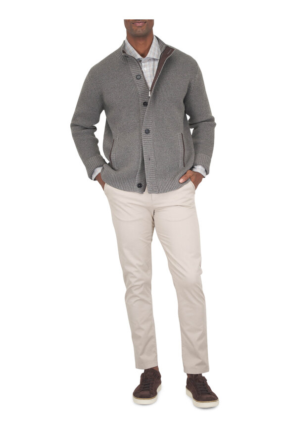 Maurizio Baldassari Santini Light Gray Multi Plaid Cotton Sport Shirt - view 2