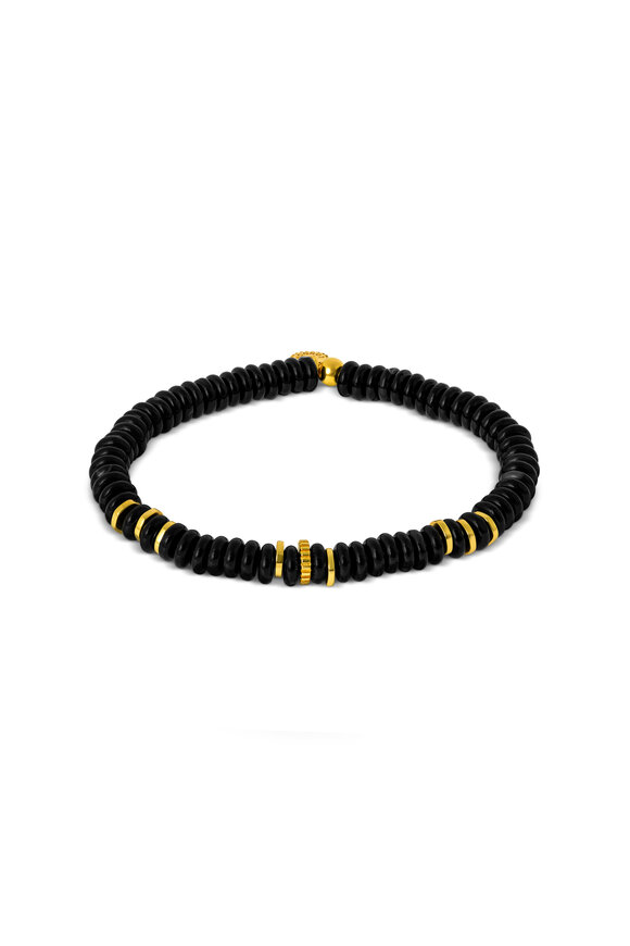 Tateossian Black Agate & Bamboo Stretch Bracelet