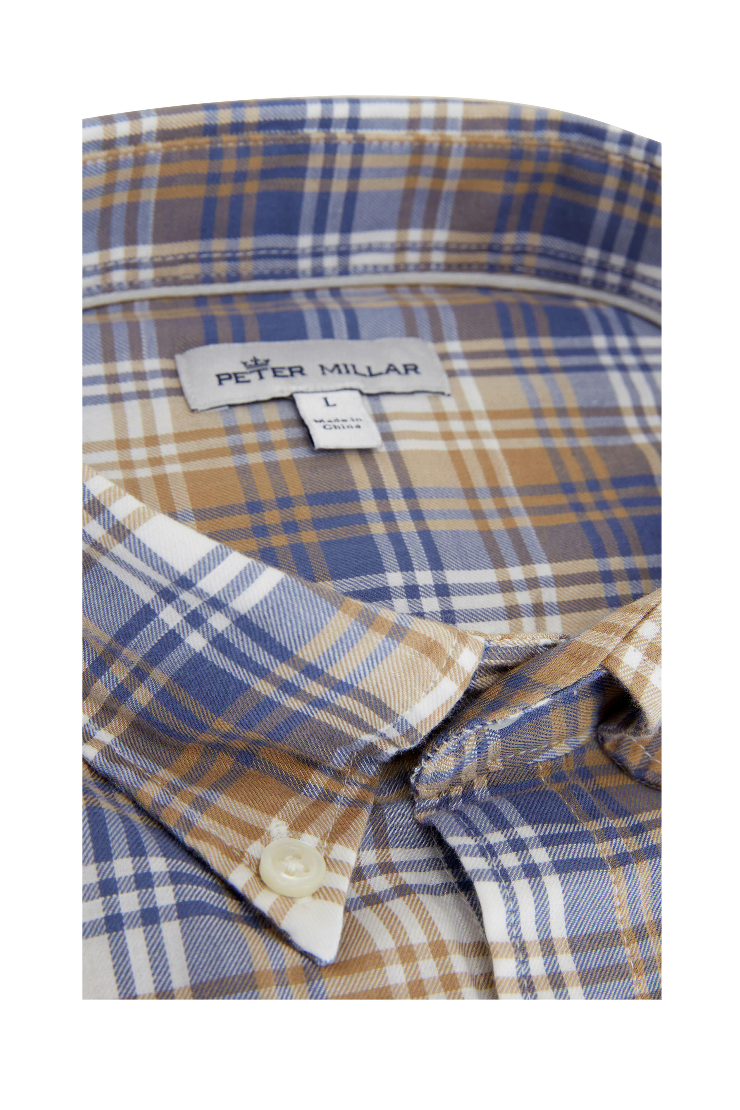 Peter Millar - Tan & Blue Plaid Sport Shirt