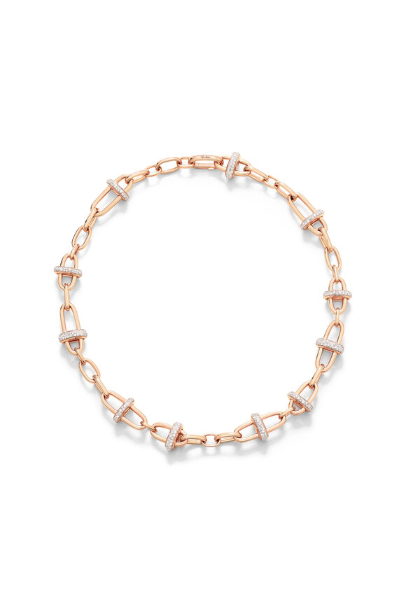 Pomellato 18k Rose Gold Diamond Iconica Link Necklace