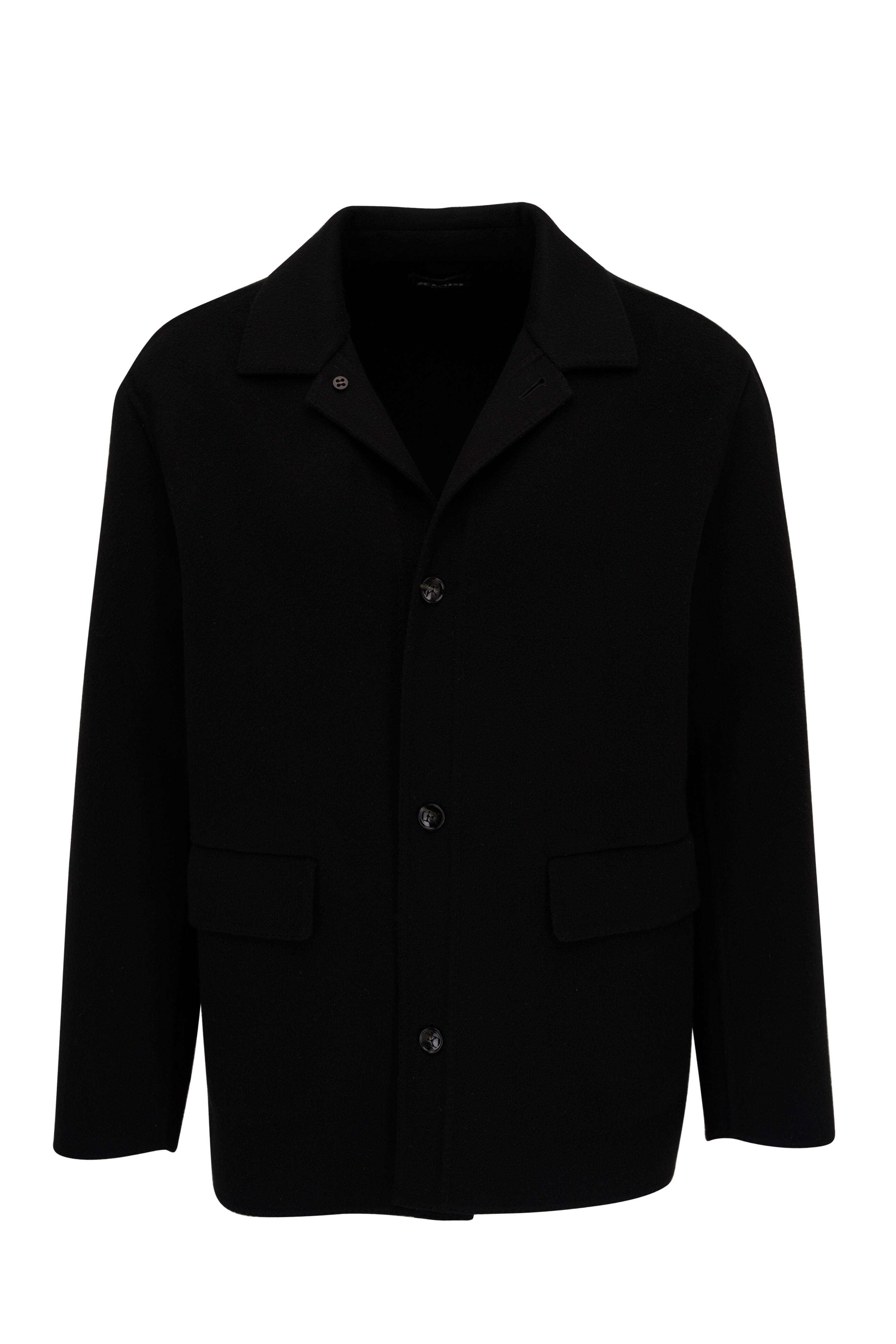 Kiton - Black Wool & Cashmere Coat | Mitchell Stores