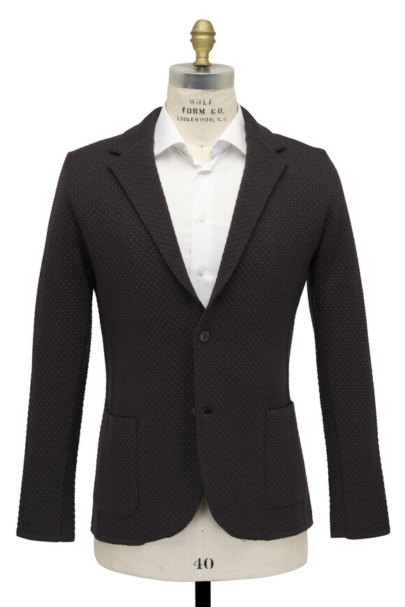 Patrick Assaraf - Brown Merino Wool Popcorn Stitch Blazer