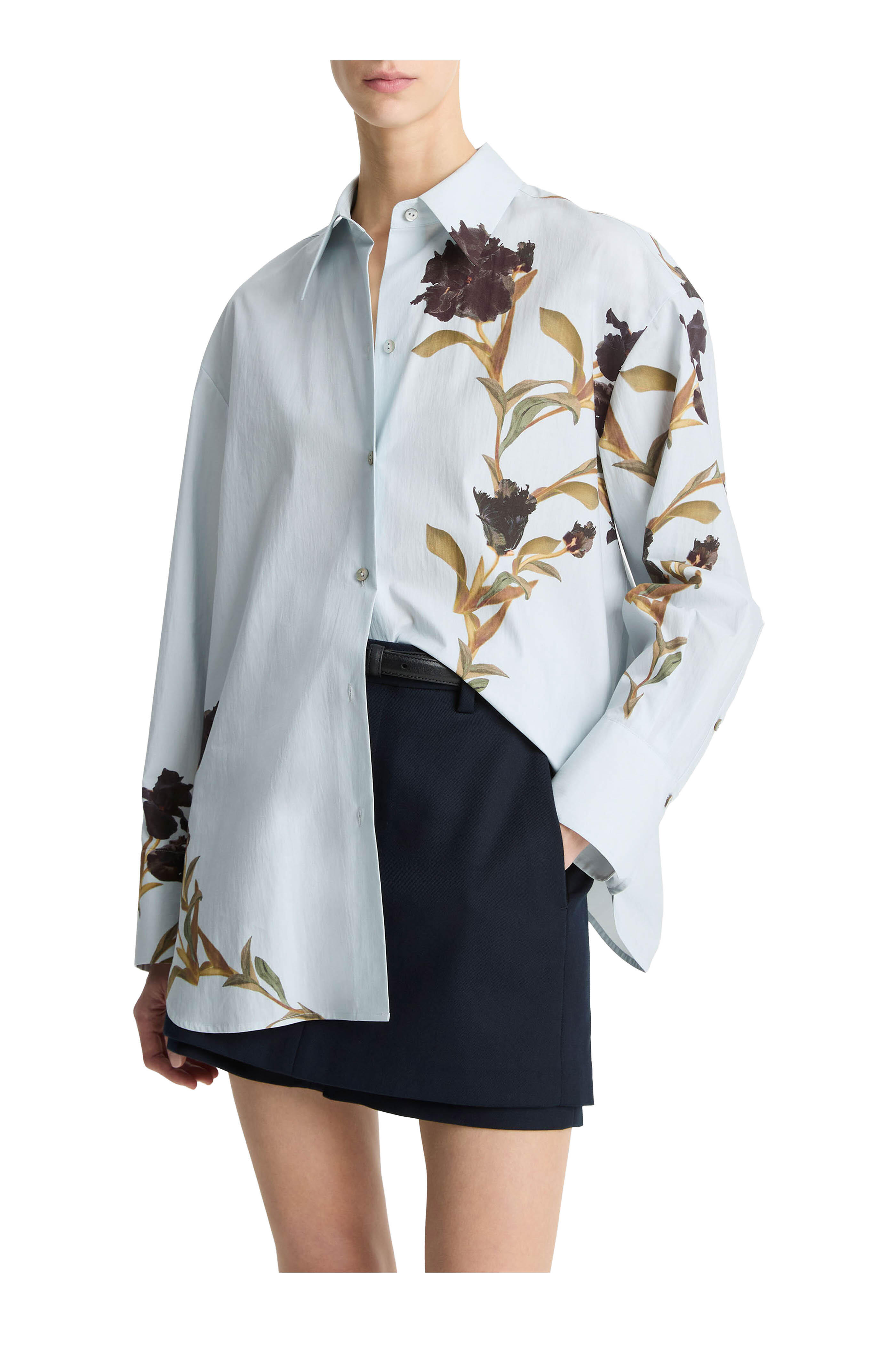Vince - Salt Glass Placed Iris Cotton Button Down Shirt
