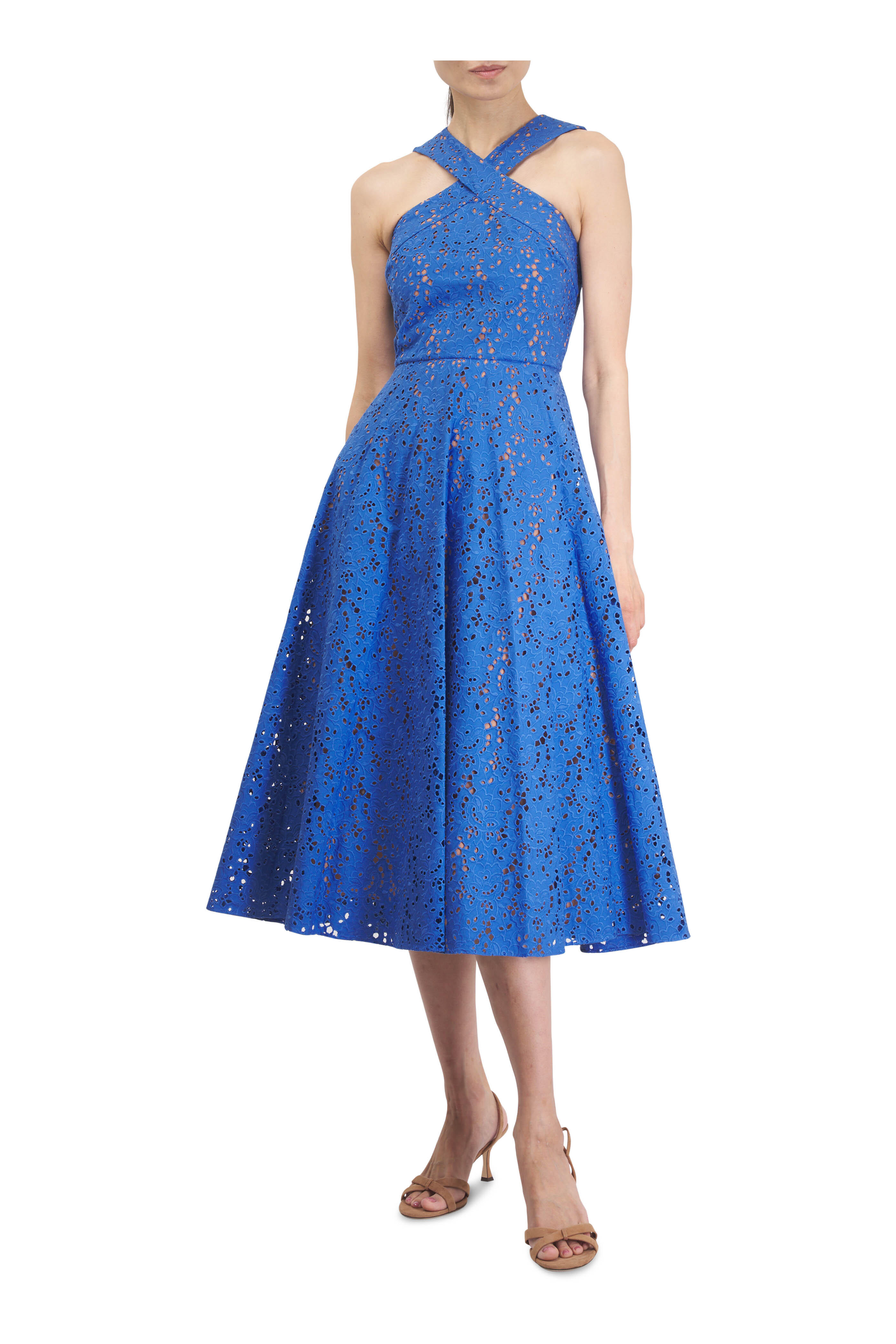 Michael Kors Collection - Ocean Broderie Anglaise Cross Neck Dress