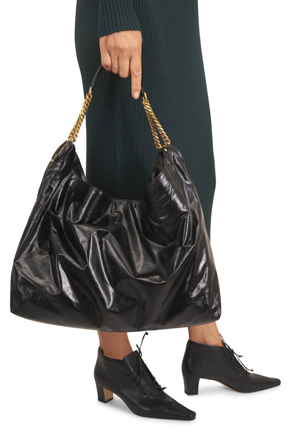 Saint Laurent Cassandre Black Leather Hobo Bag - view 2