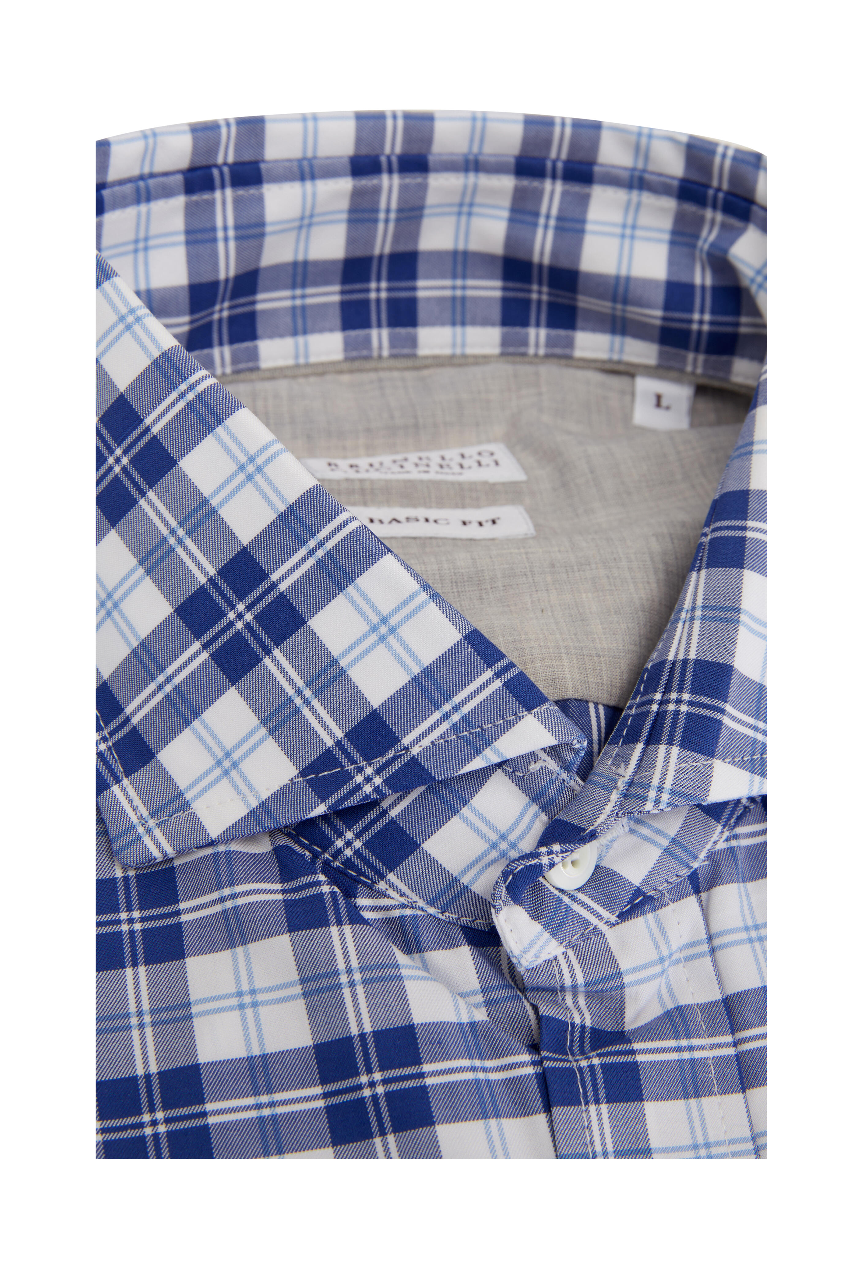 Brunello Cucinelli - Light Blue & Navy Plaid Basic Fit Sport