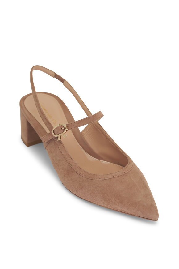 Gianvito Rossi Allette Praline Suede Slingback Pump, 45mm