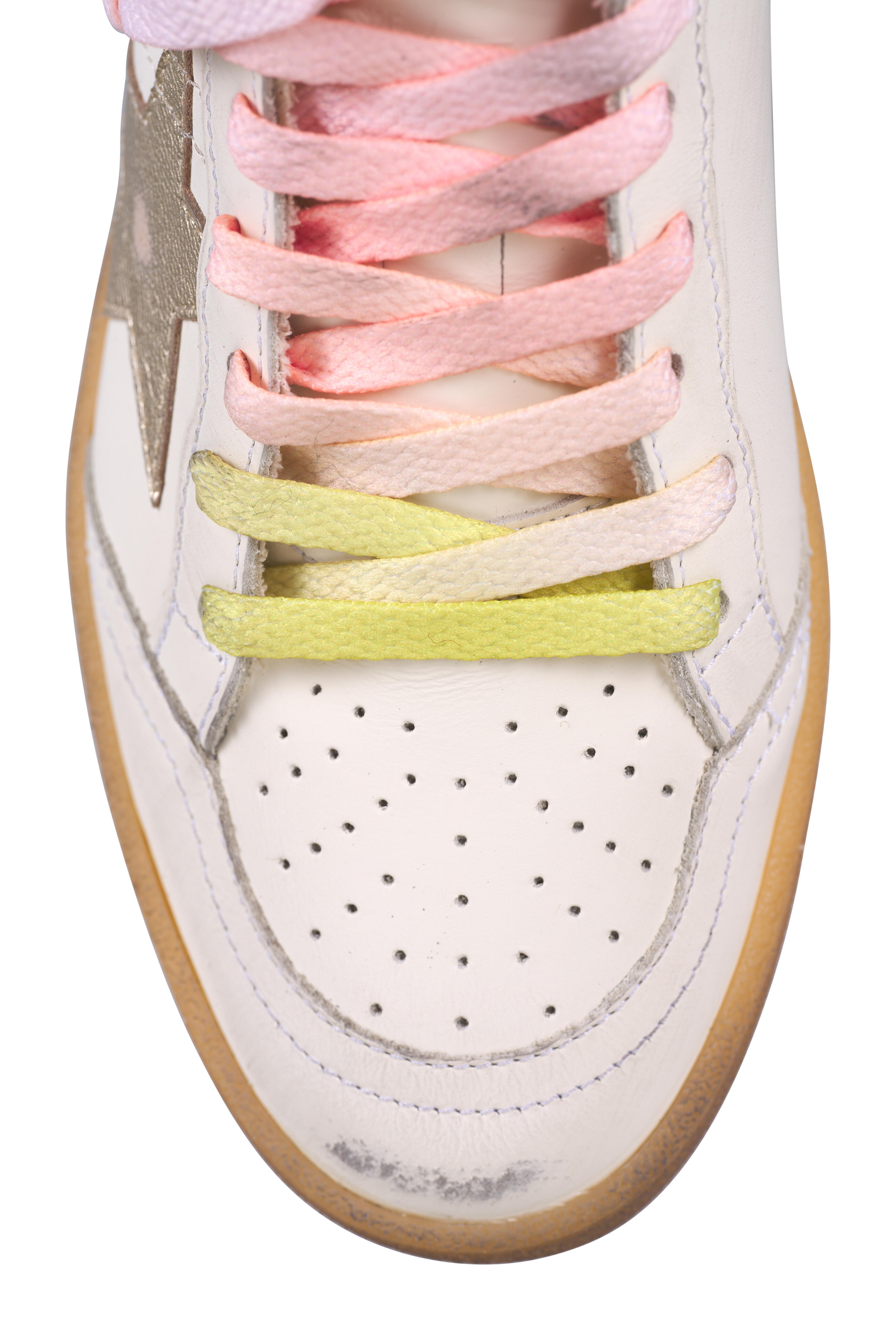 Golden Goose - Ballstar White, Platinum & Beige Low Top Sneaker