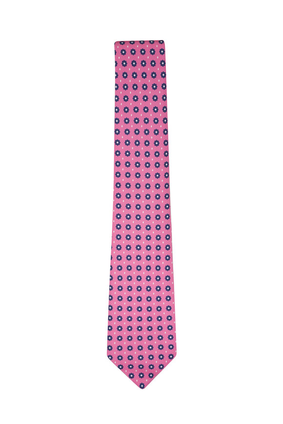 Kiton - Pink & Blue Star Silk Necktie
