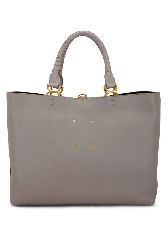 Chloé - Marcie Cashmere Gray Leather Large Tote Bag