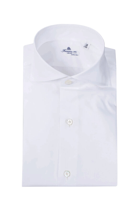 Finamore White Basic Napoli 170 Cotton Dress Shirt