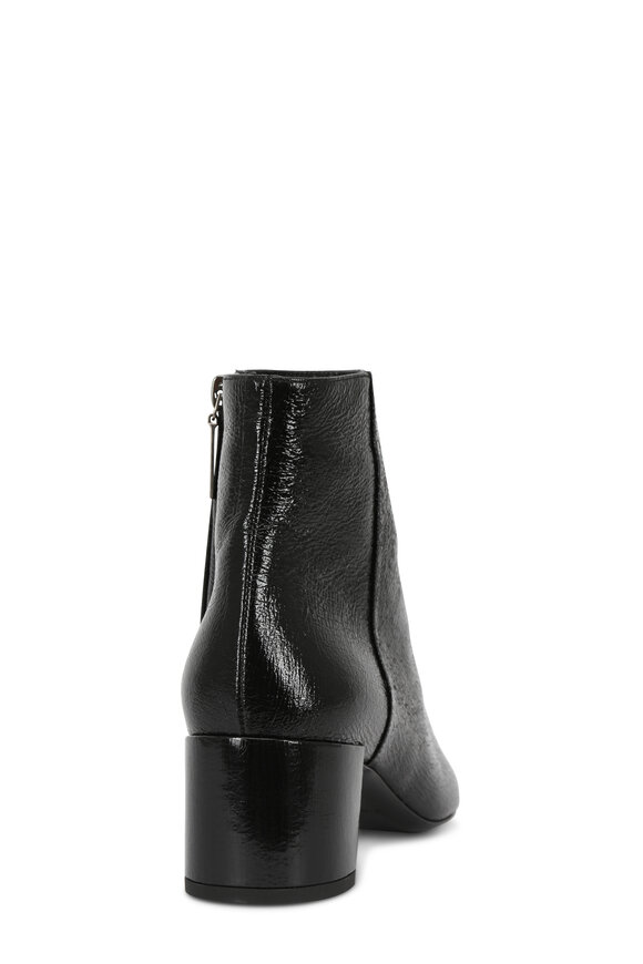 Saint Laurent - Black Cracked Glossy Leather Ankle Boot, 50mm