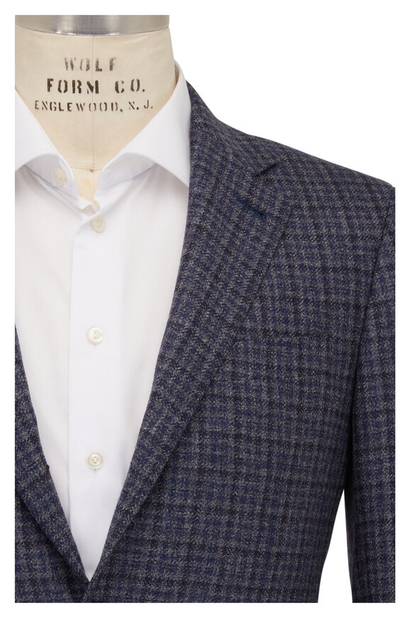 Canali - Gray, Navy & Blue Check Wool Sportcoat