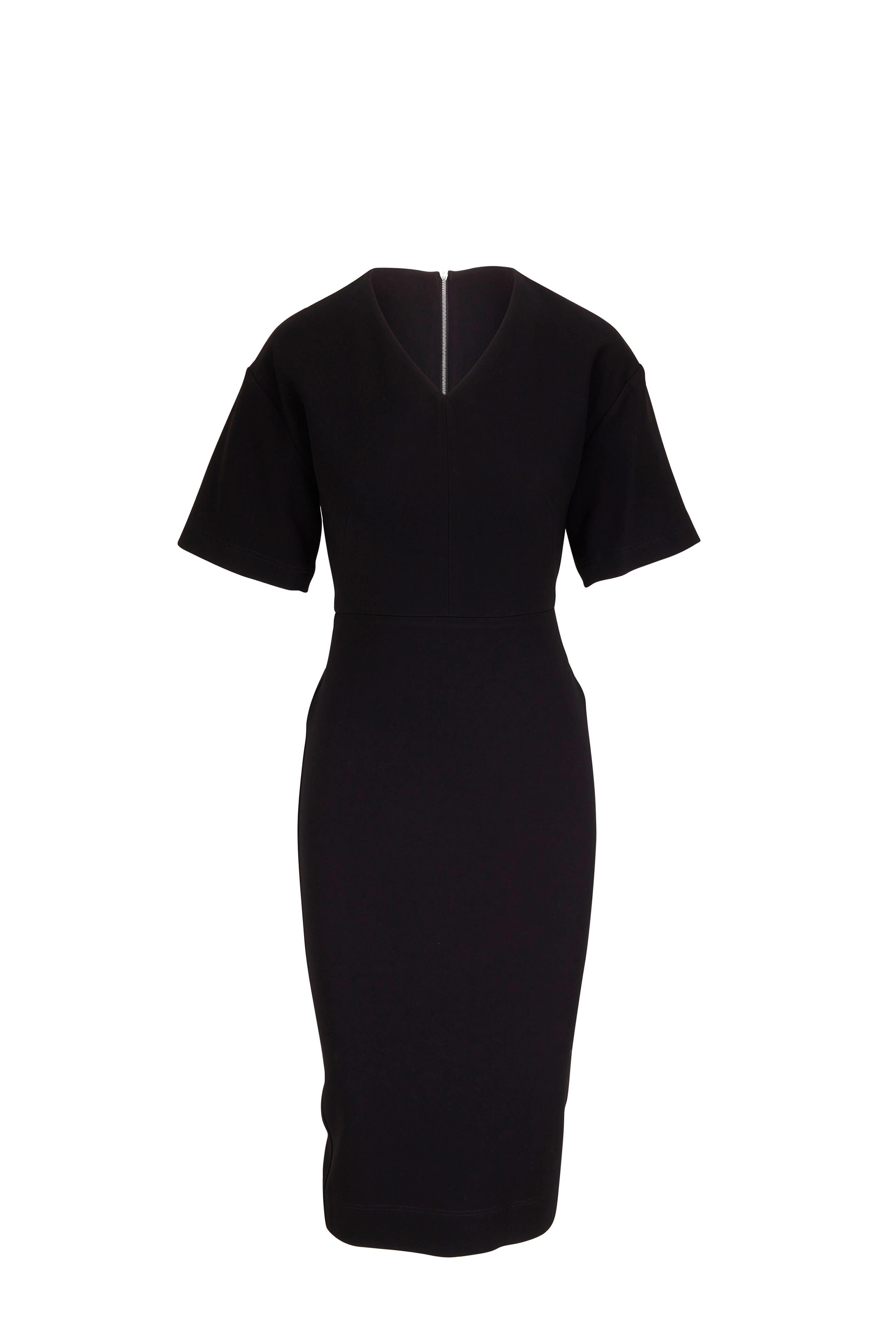 Victoria Beckham - Black Short Sleeve Fitted Dress