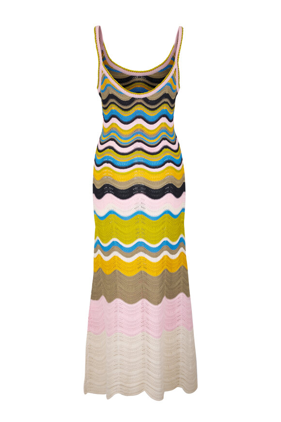 La DoubleJ Chevron Multicolor Cotton Knit Midi Sundress - view 2