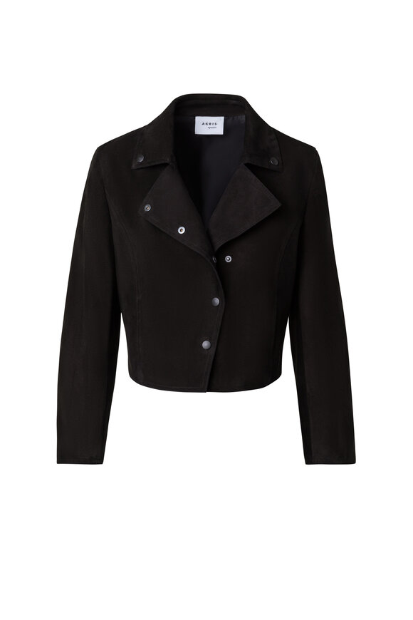 Akris Punto - Black Suede Moto Cropped Jacket