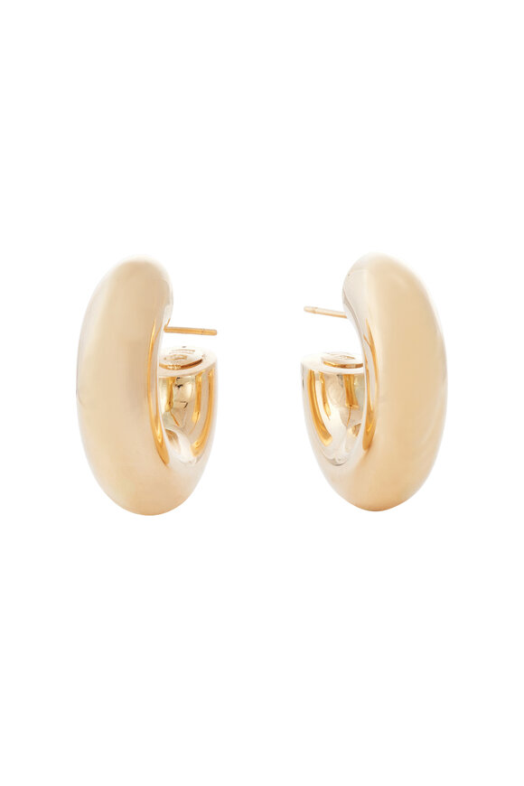Sidney Garber 18k Yellow Gold Wide Tubular Hoop - view 2