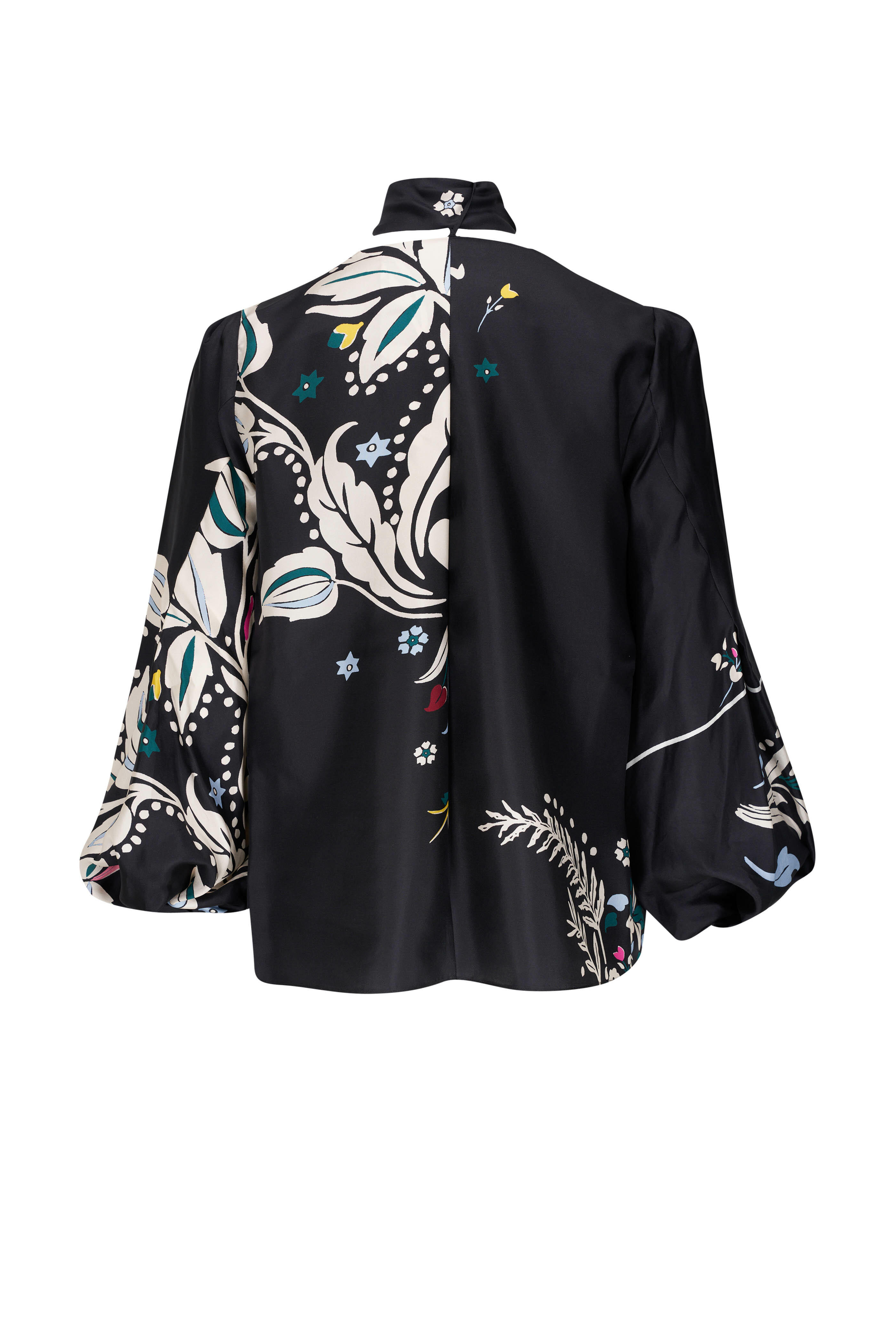 Dorothee Schumacher - Flower Whirl Black Mix Silk Tie Neck