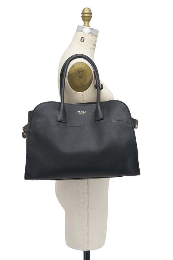 Prada - Large Soft Grain Black Leather Satchel 