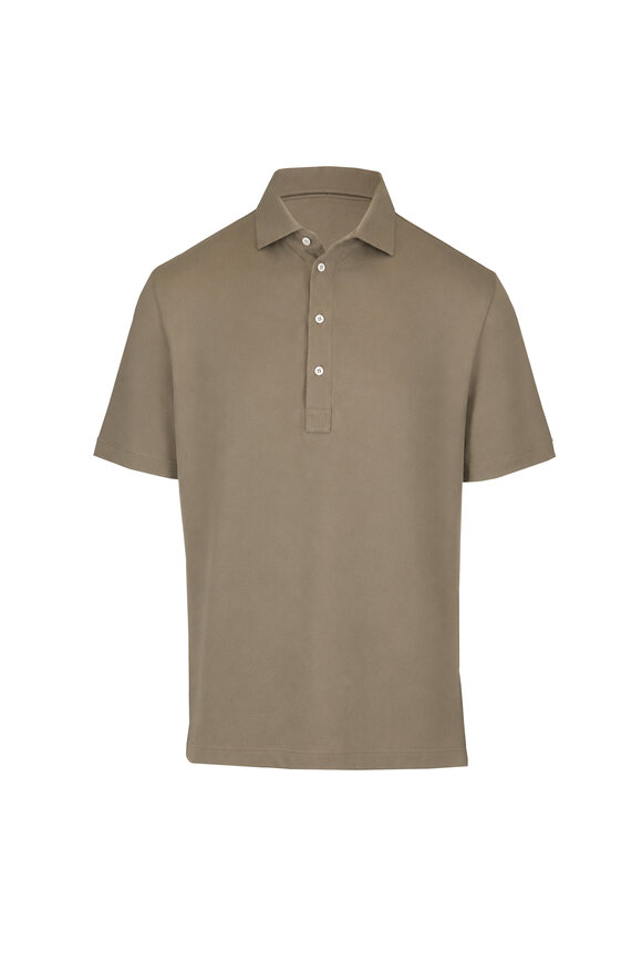 Brunello Cucinelli Olive Cotton Pique Polo - view 1
