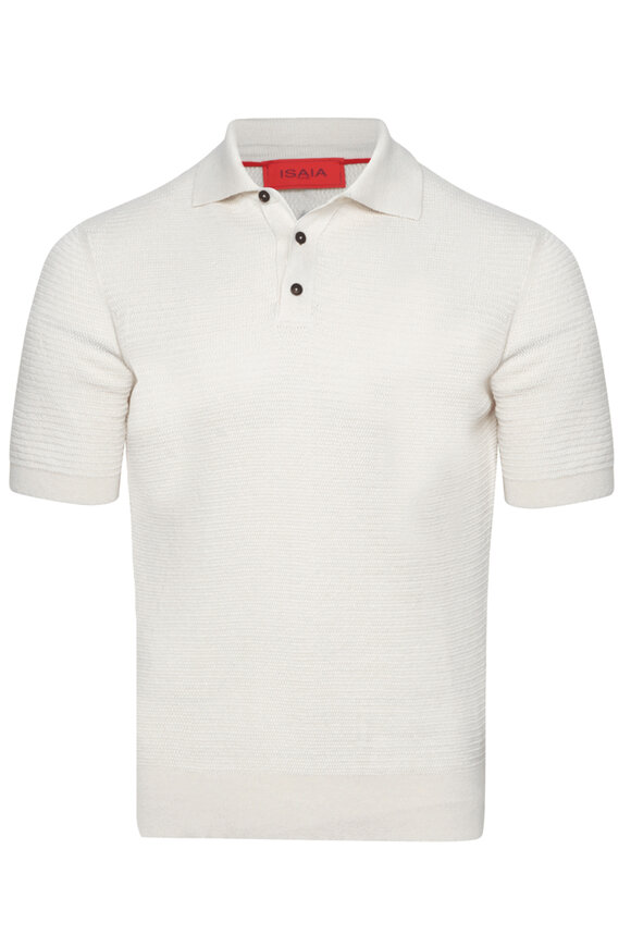 Isaia Cream Knit Polo