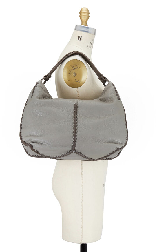 Bottega Veneta - Dark Gray Cervo Leather Braided Detail Hobo Bag