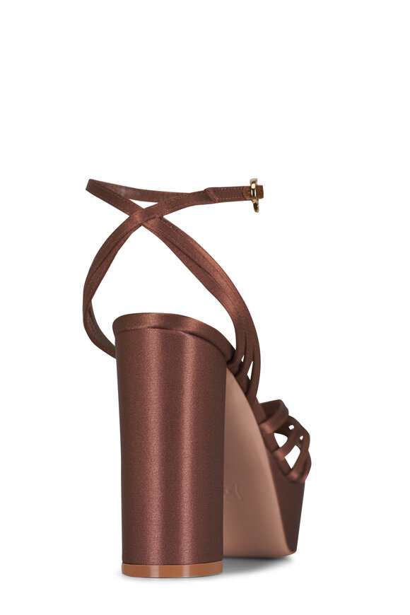 Gianvito Rossi Mocha Texas Crepe Satin Strappy Sandal, 70mm - view 6