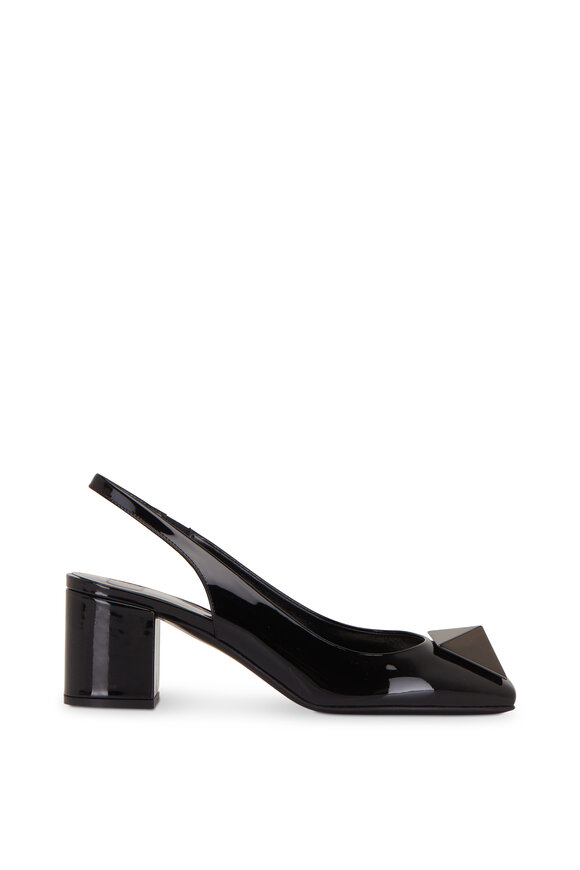 Valentino Garavani - Black Leather One Stud Slingback, 60mm