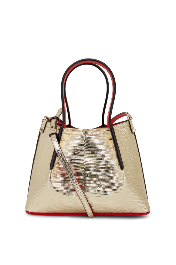 Christian Louboutin - Cabarock Platinum Embossed Leather Mini Tote Bag